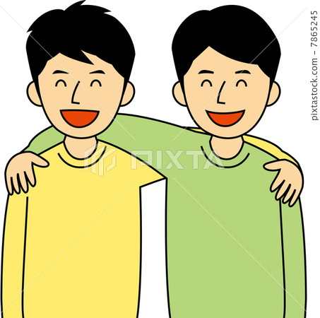 Two male students laughing together with a shoulder 7865245