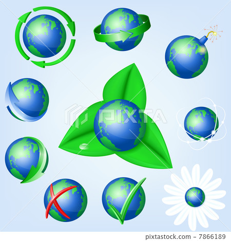 Set of vector globe icons showing earth - Stock Illustration [7866189 ...