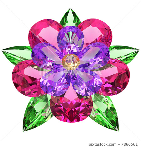 Flower composed of colored gemstones on white 7866561