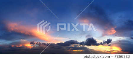 Panorama of evening sunset sky Panorama of evening sunset sky 7866583