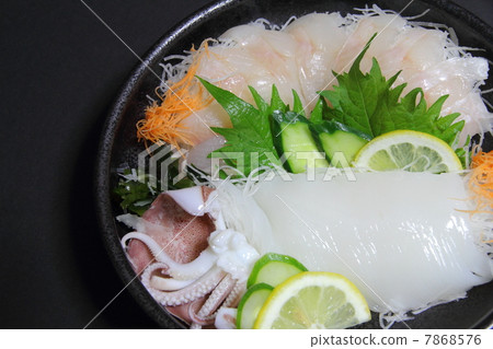 Ainame and cuttlefish sashimi 7868576