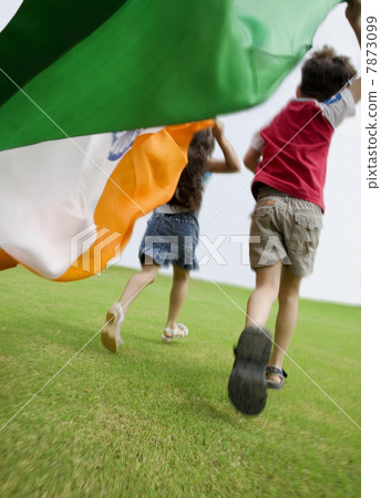 Children running with the Indian Flag Children running with the Indian Flag 7873099