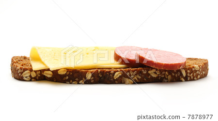 Sandwich with slice of cheese and cervelat Sandwich with slice of cheese and cervelat 7878977