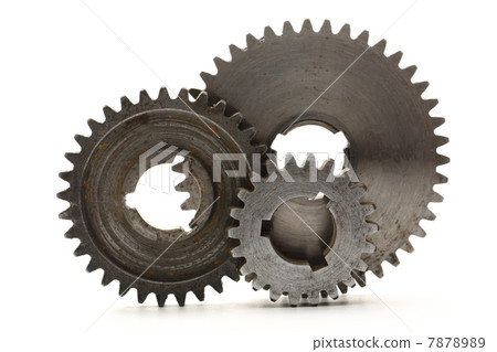 Steel cogwheels on white background 7878989