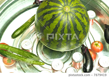 Summer image cool watermelon and summer vegetables 7879419