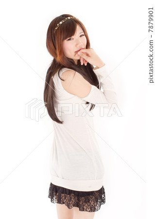 A girl turning back behind with a fresh summer clothing sadly 7879901