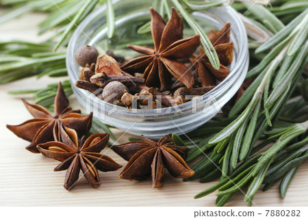 Bunch of rosemary and anise stars 7880282