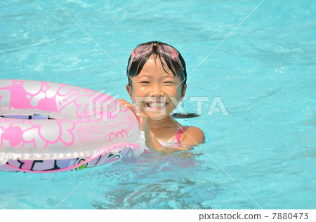 Girls laughing at the pool 7880473
