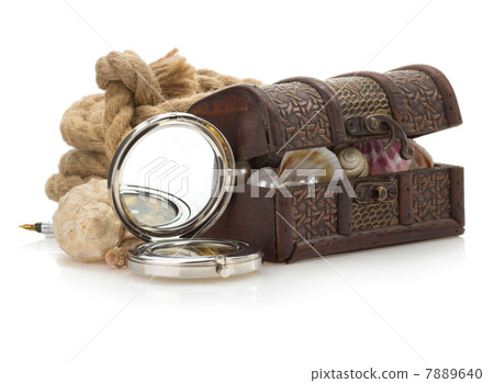 treasure box and sea concept on white 7889640