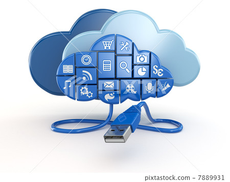Cloud computing concept. Apps and usb. 7889931