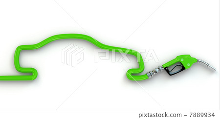 Gas pump nozzle and a silhoutte of car. 7889934