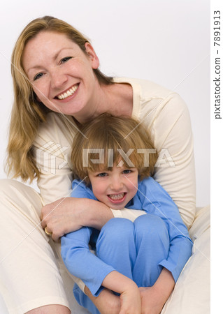 Mother and Child Boy Son in Pajamas Mother and Child Boy Son in Pajamas 7891913