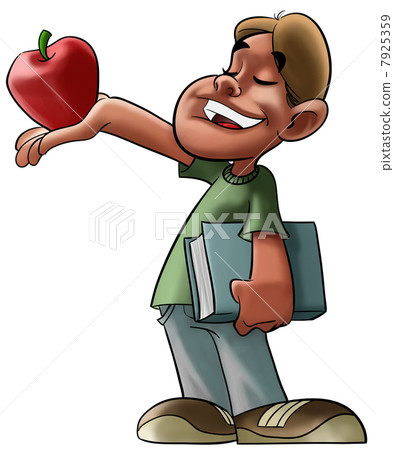 student and red apple - Stock Illustration [7925359] - PIXTA