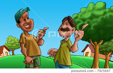 two friends talking - Stock Illustration [7925647] - PIXTA
