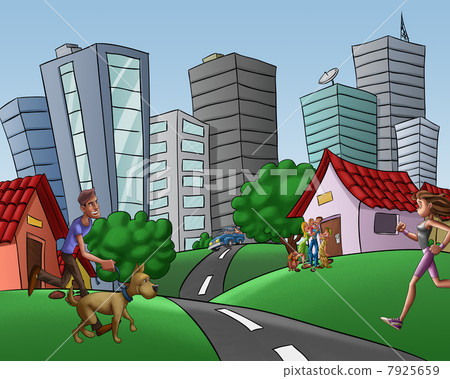 Walking and running in the city Walking and running in the city 7925659