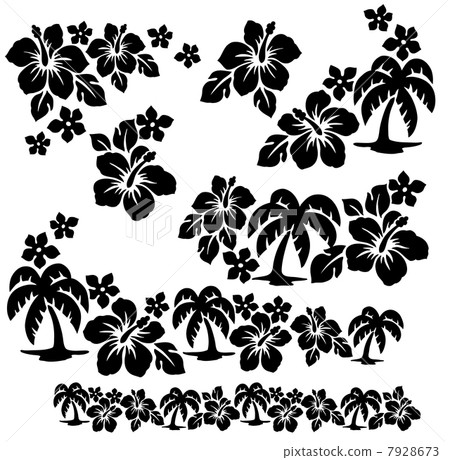 Palm trees and hibiscus Palm trees and hibiscus 7928673