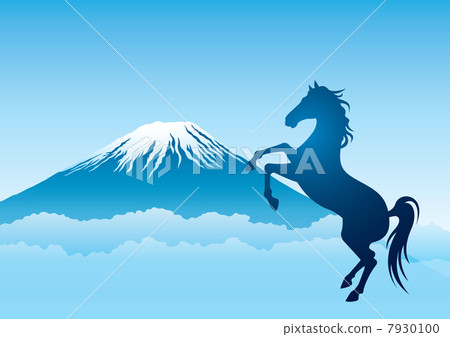 Mt. Fuji Horse Blue Sky Horizontal 7930100