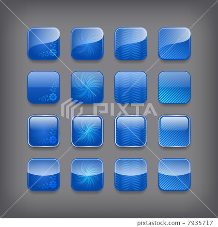 Set of blank blue buttons Set of blank blue buttons 7935717