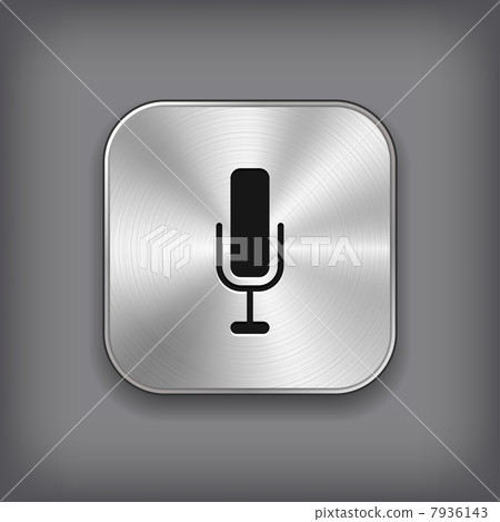 Microphone  icon - vector metal app button 7936143