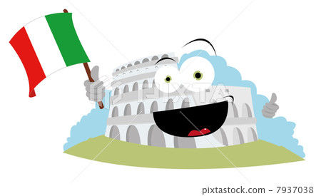 Funny Colosseum Holding an Italian Flag Funny Colosseum Holding an Italian Flag 7937038