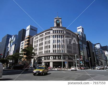 銀座4丁目交叉口和Wako的地標 7937550
