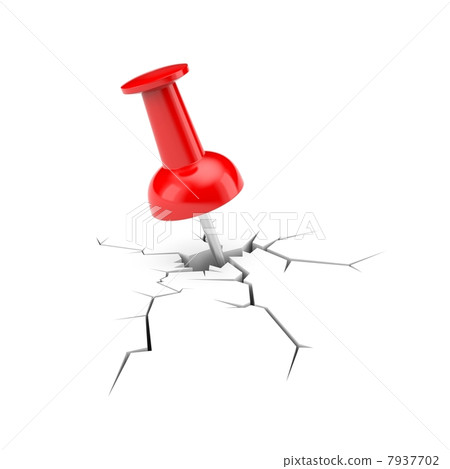 Red push pin with cracked ground Red push pin with cracked ground 7937702