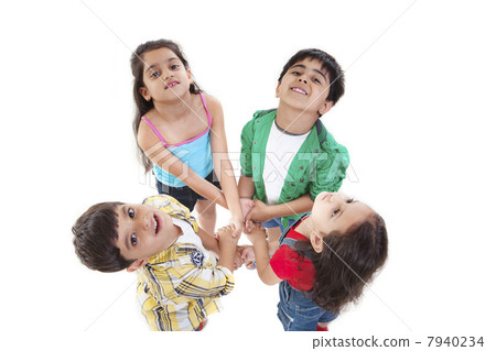Portrait of little children holding hands Portrait of little children holding hands 7940234