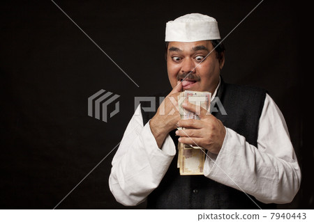 Greedy politician counting money 7940443