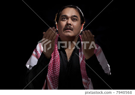 Worshiper worshiping over black background Worshiper worshiping over black background 7940568