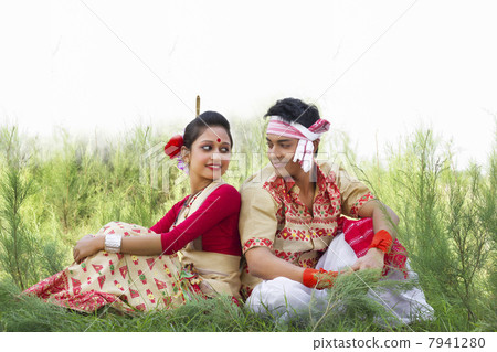 Bihu dancers sitting together 7941280