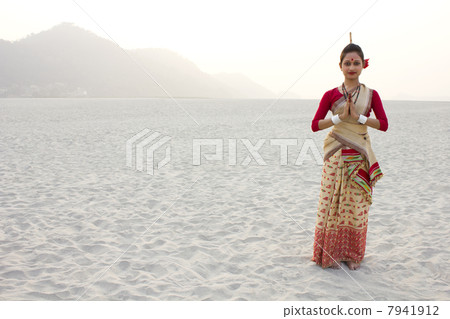 Portrait of Bihu dancer greeting 7941912