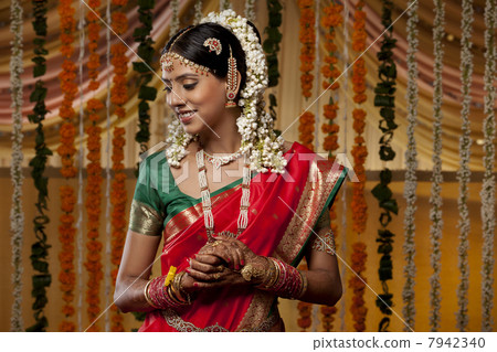 Shy Indian woman in sari Shy Indian woman in sari 7942340