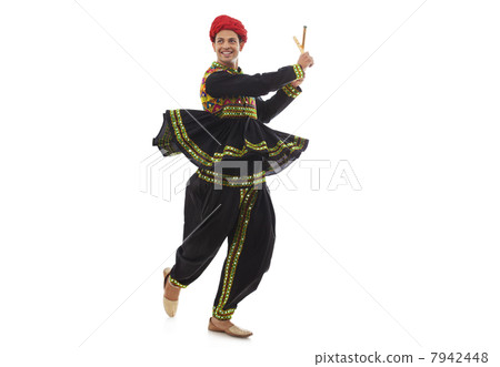 Male dandiya dancer dancing with sticks Male dandiya dancer dancing with sticks 7942448