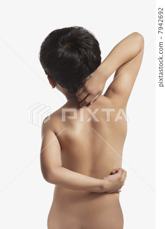 Naked boy scratching his back Naked boy scratching his back 7942692