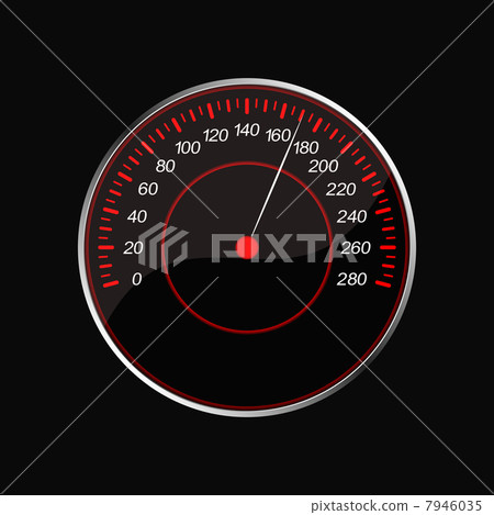 Speedometer on a black background. Red scale Speedometer on a black background. Red scale 7946035
