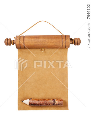 Blank parchment manuscript and pencil Blank parchment manuscript and pencil 7946102