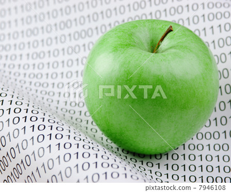 green apple on a binary code 7946108