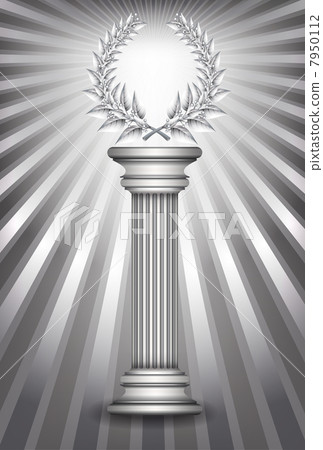 Silver award column with laurel wreath 7950112