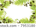 Fern and ivy frame on white background 7953180