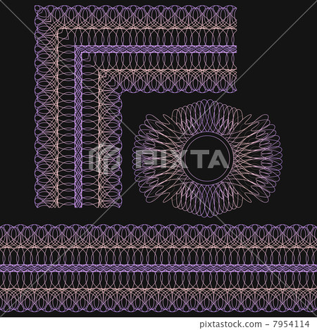 Guilloche on a black background Guilloche on a black background 7954114