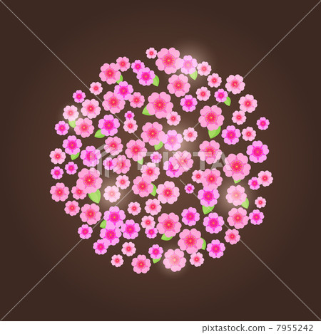 Circle Composed of Pink Flower Silhouettes. 7955242