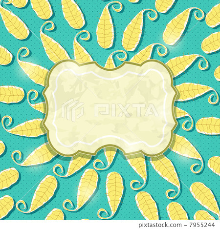 Green Invitation Card with Yellow Leaves and Blank Label Green Invitation Card with Yellow Leaves and Blank Label 7955244
