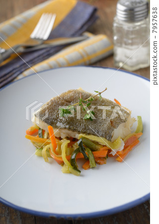 Baked cod with vegetables Baked cod with vegetables 7957638