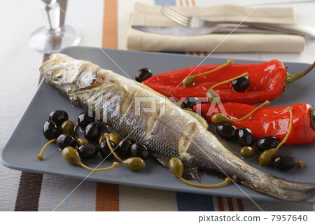 Baked sea bass with vegetables Baked sea bass with vegetables 7957640