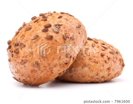 Two hamburger bun or roll with sesame seeds  cutout 7961600