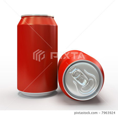 Red alluminium cans on white background 7963924