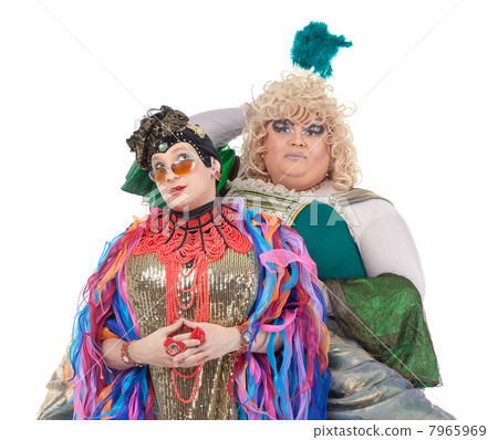 Two drag queens having fun performing together Two drag queens having fun performing together 7965969