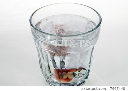 Stock Photo: denture cleaning, false teeth, denture