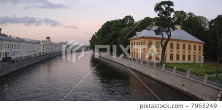 Early morning Fontanka river and Summer garden. Early morning Fontanka river and Summer garden. 7968249