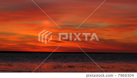 Blood-red decline on Ladoga lake. Blood-red decline on Ladoga lake. 7968304